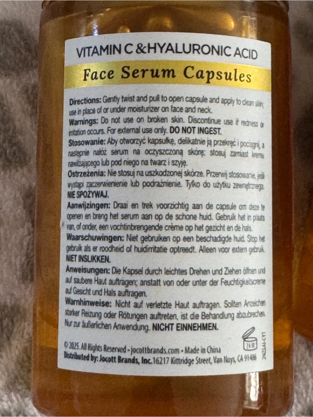 Finley Gold Face Serum Capsules - Vitamin C & Hyaluronic Acid